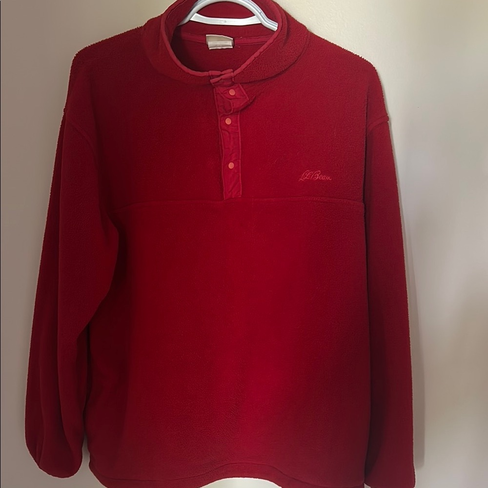 L.L. Bean Red Fleece Pullover